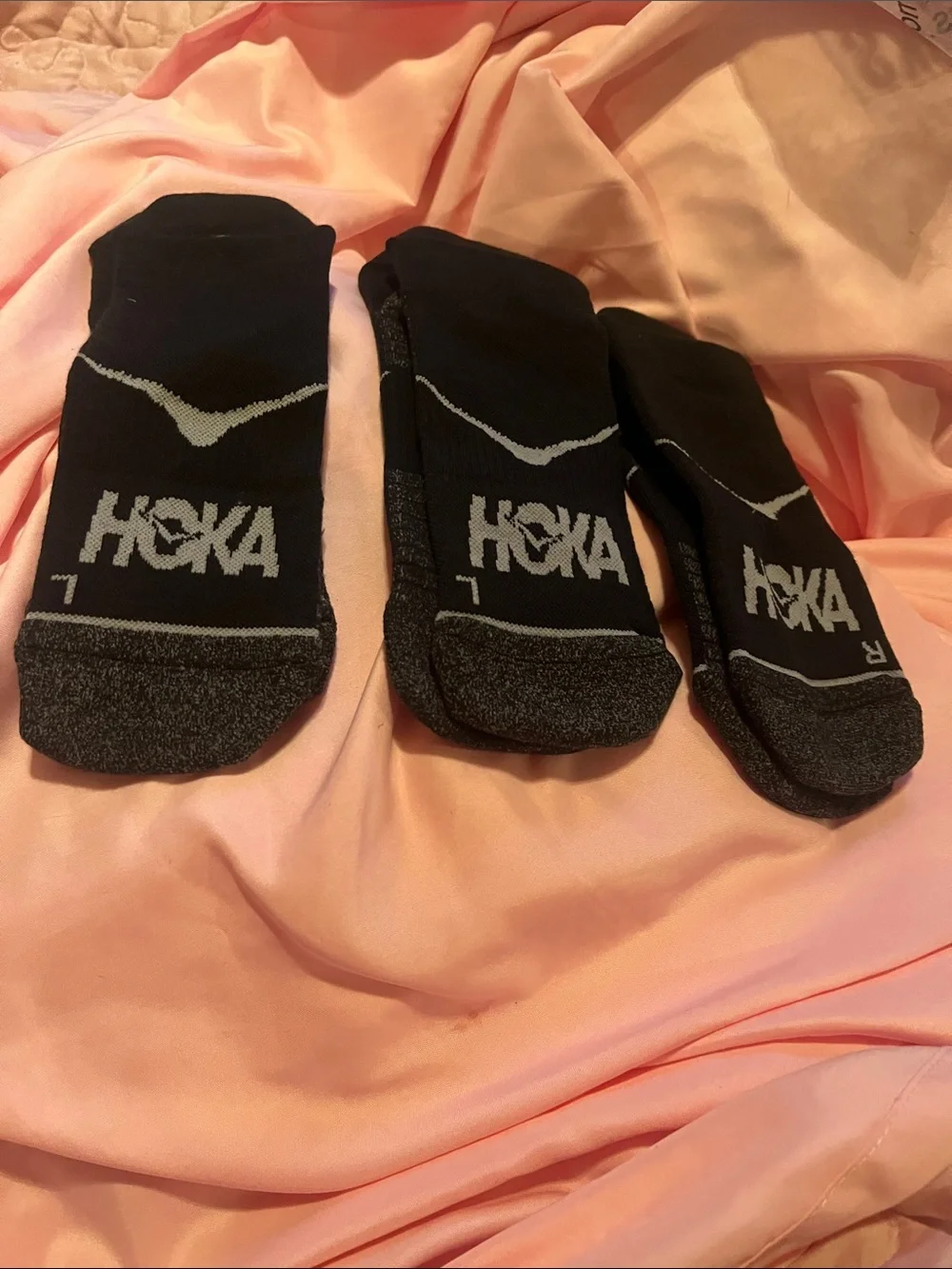 Hoka Black Athletic Crew Socks with Gray Accents